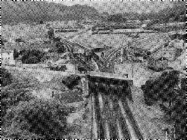 A 1952 view from the top of the former Barry Railway viaduct, looking past Walnut Tree Junction towards Pontypridd, with (left) the ex-TVR main line, (centre) the connection to Nantgarw NCB, and (right) the Walnut Tree branch of the former Rhymney ailway (R.J.Doran)